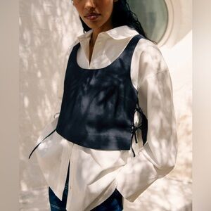 NWT Sezane x Holiday - Galdana tie blouse, navy blue, size 40 (US8).